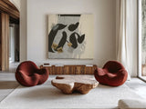 Collage VI by Chris Paschke. Shown as extra-large giant wall art in a modern living room. Available as an archival giclee rolled canvas, fine art paper, or poster print. SKU 32517a.