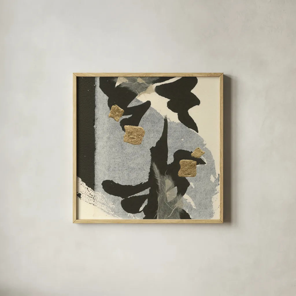 Collage VII by Chris Paschke. Shown in a natural wood glass frame for a timeless modern aesthetic. Available as an archival giclee rolled canvas, fine art paper, or poster print. SKU 32518a.