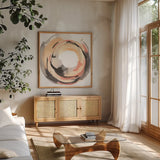 Coming to Life II by Chris Paschke. Shown in a natural wood frame in a cozy modern living room. Available as an archival giclee rolled canvas, fine art paper, or poster print. SKU 70678a.
