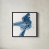 Connecting the Dots III Dark Denim by Chris Paschke. Shown in a sleek black glass frame for a contemporary gallery look. Available as an archival giclee rolled canvas, fine art paper, or poster print. SKU 88511a.