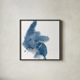 Connecting the Dots IV Dark Denim by Chris Paschke. Shown in a sleek black glass frame for a contemporary gallery look. Available as an archival giclee rolled canvas, fine art paper, or poster print. SKU 88512a.