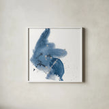 Connecting the Dots IV Dark Denim by Chris Paschke. Shown in a crisp white glass frame for a clean and minimalist style. Available as an archival giclee rolled canvas, fine art paper, or poster print. SKU 88512a.