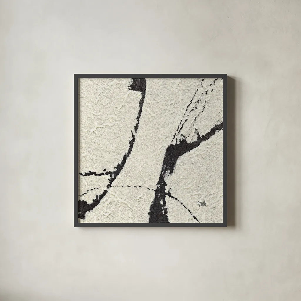 Contemporary Scroll Square I by Chris Paschke. Shown in a sleek black glass frame for a contemporary gallery look. Available as an archival giclee rolled canvas, fine art paper, or poster print. SKU 9420a.