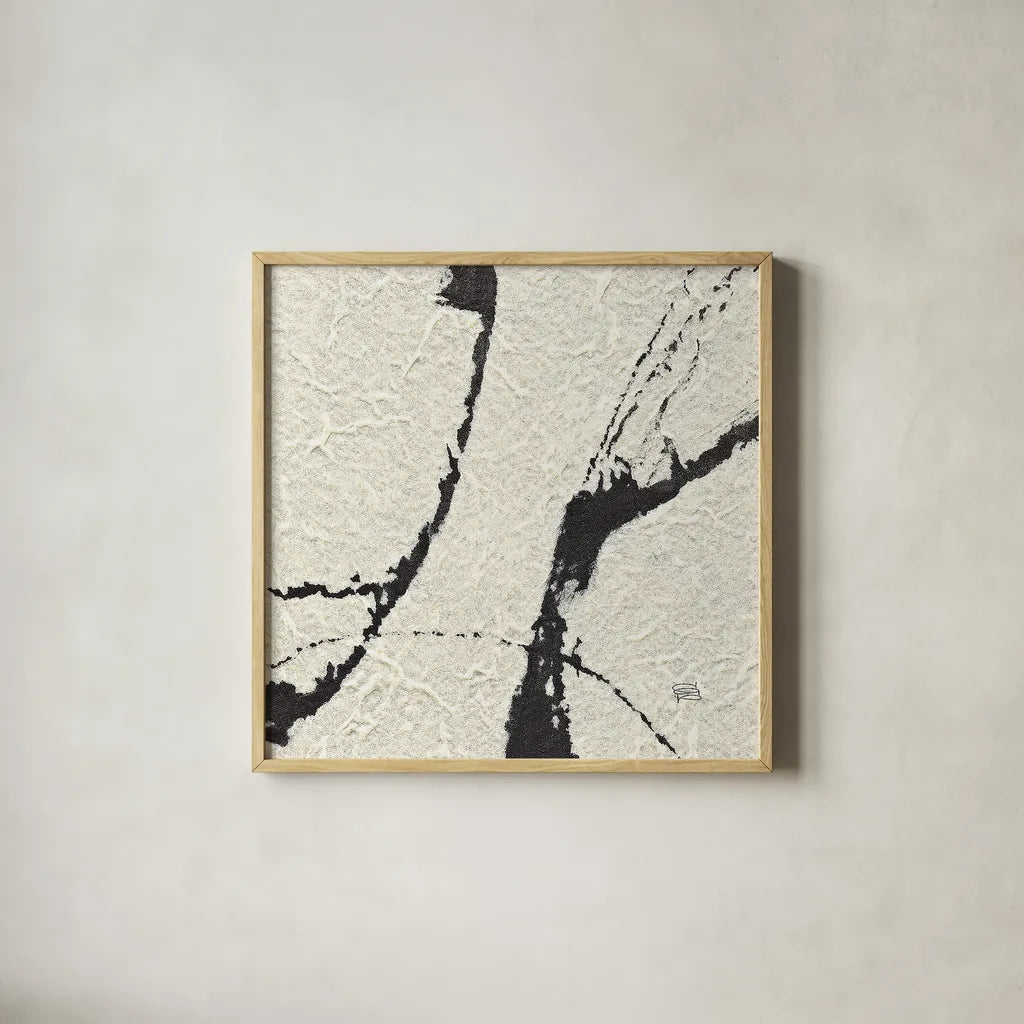 Contemporary Scroll Square I by Chris Paschke. Shown in a natural wood glass frame for a timeless modern aesthetic. Available as an archival giclee rolled canvas, fine art paper, or poster print. SKU 9420a.