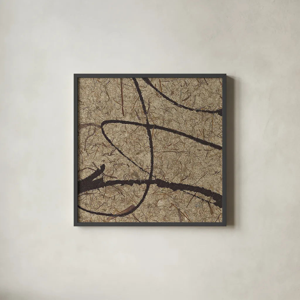 Contemporary Scroll Square III by Chris Paschke. Shown in a sleek black glass frame for a contemporary gallery look. Available as an archival giclee rolled canvas, fine art paper, or poster print. SKU 9422a.