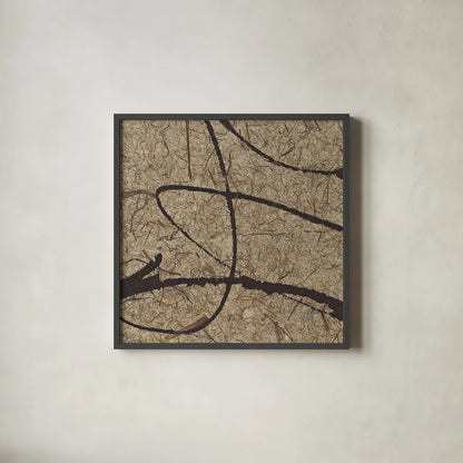 Contemporary Scroll Square III by Chris Paschke. Shown in a sleek black glass frame for a contemporary gallery look. Available as an archival giclee rolled canvas, fine art paper, or poster print. SKU 9422a.