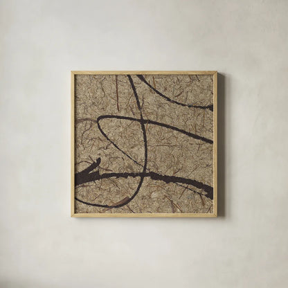 Contemporary Scroll Square III by Chris Paschke. Shown in a natural wood glass frame for a timeless modern aesthetic. Available as an archival giclee rolled canvas, fine art paper, or poster print. SKU 9422a.