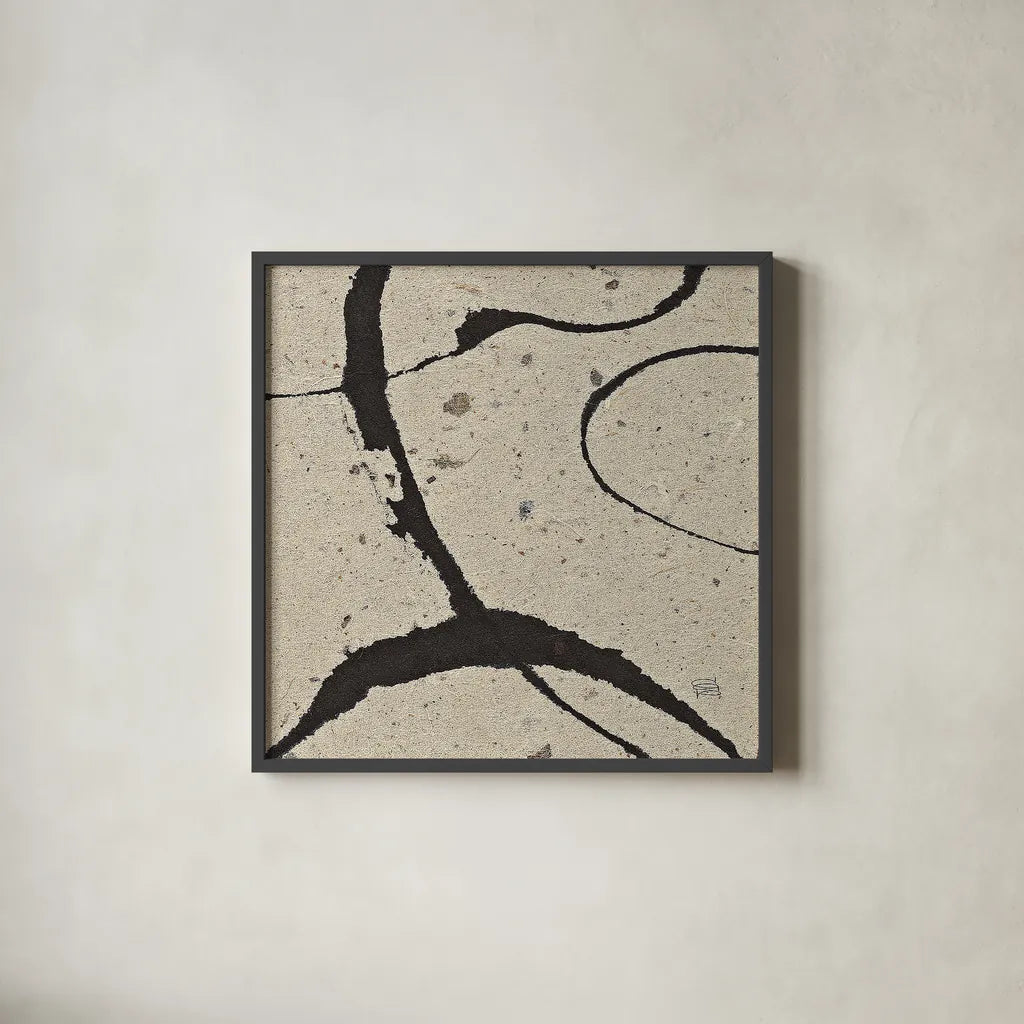 Contemporary Scroll Square IV by Chris Paschke. Shown in a sleek black glass frame for a contemporary gallery look. Available as an archival giclee rolled canvas, fine art paper, or poster print. SKU 9423a.