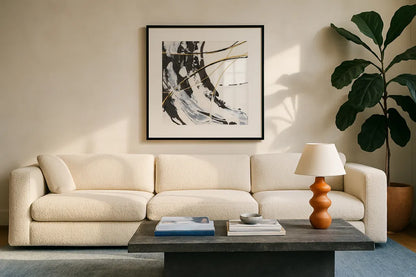 Continuum I by Chris Paschke. Displayed in a glass frame with matte in a clean modern living room. Available as an archival giclee rolled canvas, fine art paper, or poster print. SKU 71879a.