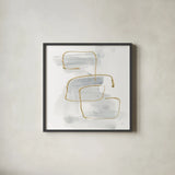 Cool Gray Gold I by Chris Paschke. Shown in a sleek black glass frame for a contemporary gallery look. Available as an archival giclee rolled canvas, fine art paper, or poster print. SKU 67684a.