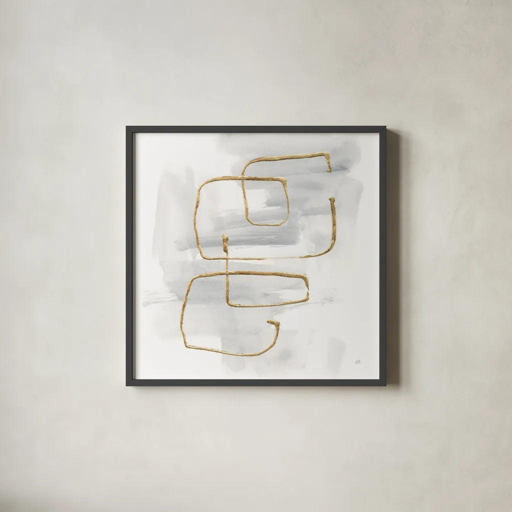 Cool Gray Gold II by Chris Paschke. Shown in a sleek black glass frame for a contemporary gallery look. Available as an archival giclee rolled canvas, fine art paper, or poster print. SKU 67685a.