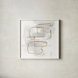 Cool Gray Gold II by Chris Paschke. Shown in a crisp white glass frame for a clean and minimalist style. Available as an archival giclee rolled canvas, fine art paper, or poster print. SKU 67685a.