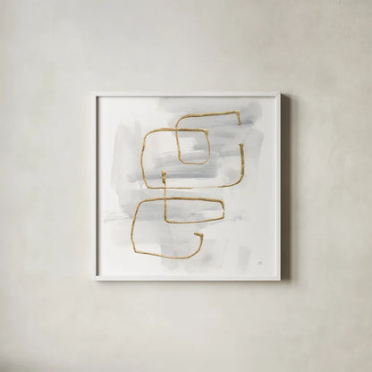 Cool Gray Gold II by Chris Paschke. Shown in a crisp white glass frame for a clean and minimalist style. Available as an archival giclee rolled canvas, fine art paper, or poster print. SKU 67685a.