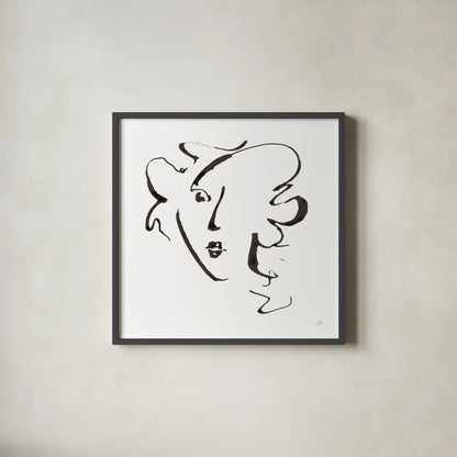 Cool Heads IV by Chris Paschke. Shown in a sleek black glass frame for a contemporary gallery look. Available as an archival giclee rolled canvas, fine art paper, or poster print. SKU 98218a.