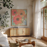 Copper Kettle I by Chris Paschke. Shown in a natural wood frame in a cozy modern living room. Available as an archival giclee rolled canvas, fine art paper, or poster print. SKU 47263a.