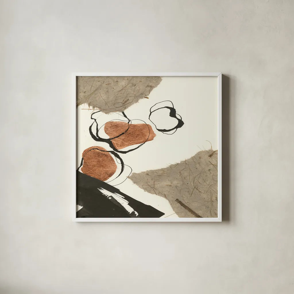 Copper Linked III by Chris Paschke. Shown in a crisp white glass frame for a clean and minimalist style. Available as an archival giclee rolled canvas, fine art paper, or poster print. SKU 67342a.