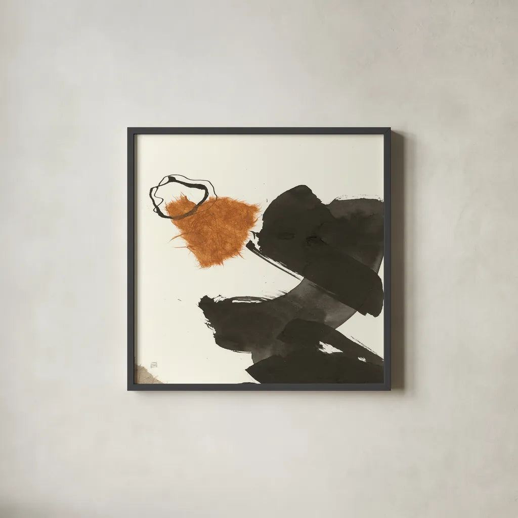Copper Linked V by Chris Paschke. Shown in a sleek black glass frame for a contemporary gallery look. Available as an archival giclee rolled canvas, fine art paper, or poster print. SKU 67344a.