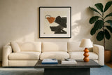Copper Linked V by Chris Paschke. Displayed in a glass frame with matte in a clean modern living room. Available as an archival giclee rolled canvas, fine art paper, or poster print. SKU 67344a.