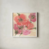 Coral Blooms I Dark Green by Chris Paschke. Shown in a crisp white glass frame for a clean and minimalist style. Available as an archival giclee rolled canvas, fine art paper, or poster print. SKU 51477a.