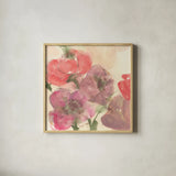 Coral Blooms II Dark Green by Chris Paschke. Shown in a natural wood glass frame for a timeless modern aesthetic. Available as an archival giclee rolled canvas, fine art paper, or poster print. SKU 51478a.