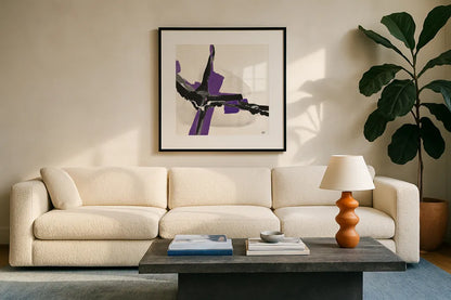 Creamy Amethyst I by Chris Paschke. Displayed in a glass frame with matte in a clean modern living room. Available as an archival giclee rolled canvas, fine art paper, or poster print. SKU 32037a.