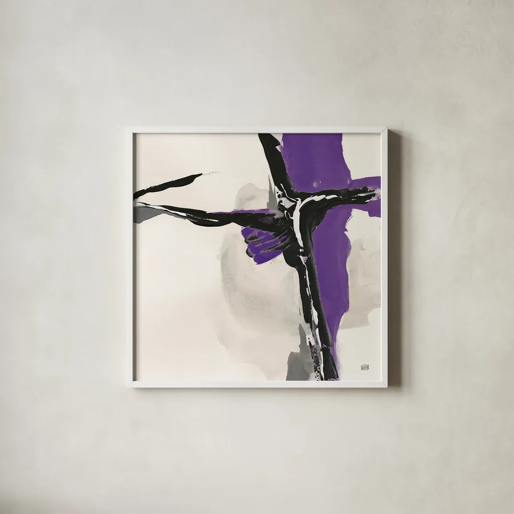 Creamy Amethyst II by Chris Paschke. Shown in a crisp white glass frame for a clean and minimalist style. Available as an archival giclee rolled canvas, fine art paper, or poster print. SKU 32038a.