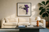 Creamy Amethyst II by Chris Paschke. Displayed in a glass frame with matte in a clean modern living room. Available as an archival giclee rolled canvas, fine art paper, or poster print. SKU 32038a.