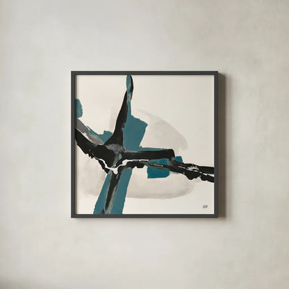 Creamy Cerulean I by Chris Paschke. Shown in a sleek black glass frame for a contemporary gallery look. Available as an archival giclee rolled canvas, fine art paper, or poster print. SKU 32035a.