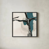 Creamy Cerulean II by Chris Paschke. Shown in a sleek black glass frame for a contemporary gallery look. Available as an archival giclee rolled canvas, fine art paper, or poster print. SKU 32036a.