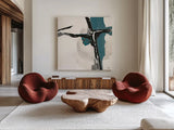 Creamy Cerulean II by Chris Paschke. Shown as extra-large giant wall art in a modern living room. Available as an archival giclee rolled canvas, fine art paper, or poster print. SKU 32036a.