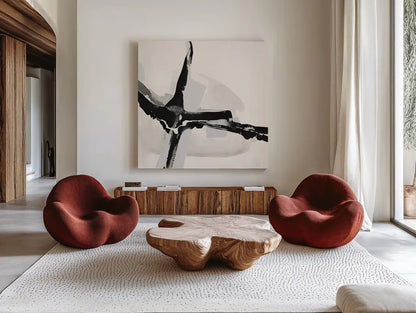 Creamy Neutral I by Chris Paschke. Shown as extra-large giant wall art in a modern living room. Available as an archival giclee rolled canvas, fine art paper, or poster print. SKU 27922a.