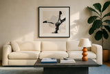 Creamy Neutral III by Chris Paschke. Displayed in a glass frame with matte in a clean modern living room. Available as an archival giclee rolled canvas, fine art paper, or poster print. SKU 27924a.