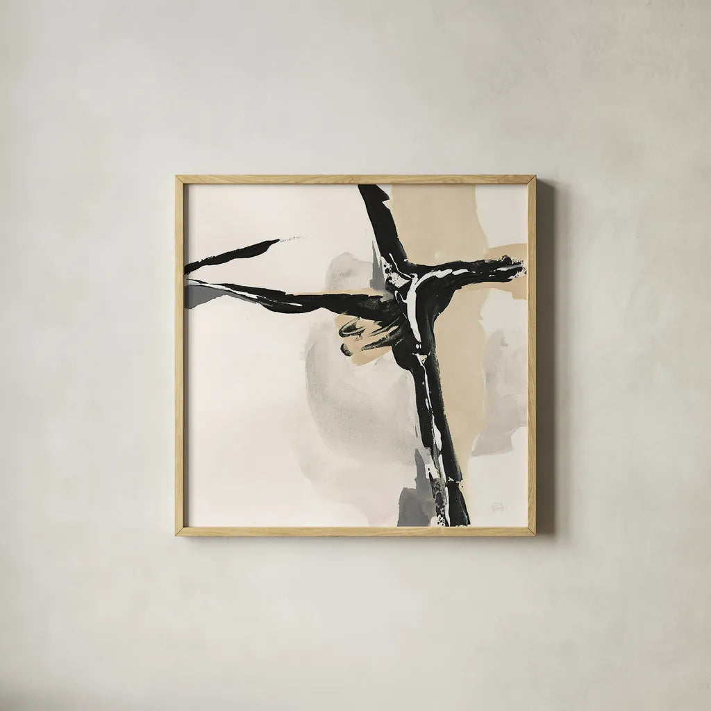 Creamy Tan II by Chris Paschke. Shown in a natural wood glass frame for a timeless modern aesthetic. Available as an archival giclee rolled canvas, fine art paper, or poster print. SKU 27927a.