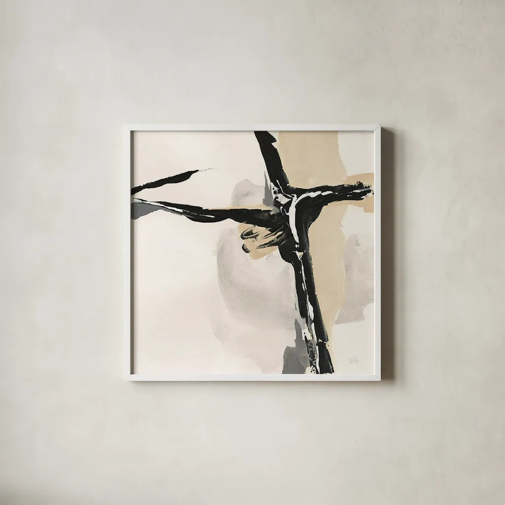 Creamy Tan II by Chris Paschke. Shown in a crisp white glass frame for a clean and minimalist style. Available as an archival giclee rolled canvas, fine art paper, or poster print. SKU 27927a.