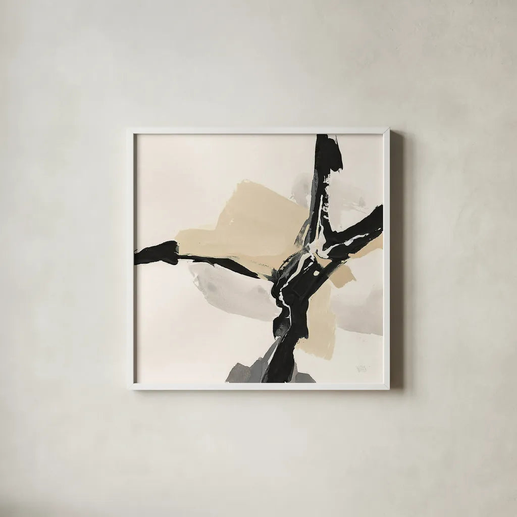 Creamy Tan III by Chris Paschke. Shown in a crisp white glass frame for a clean and minimalist style. Available as an archival giclee rolled canvas, fine art paper, or poster print. SKU 27928a.