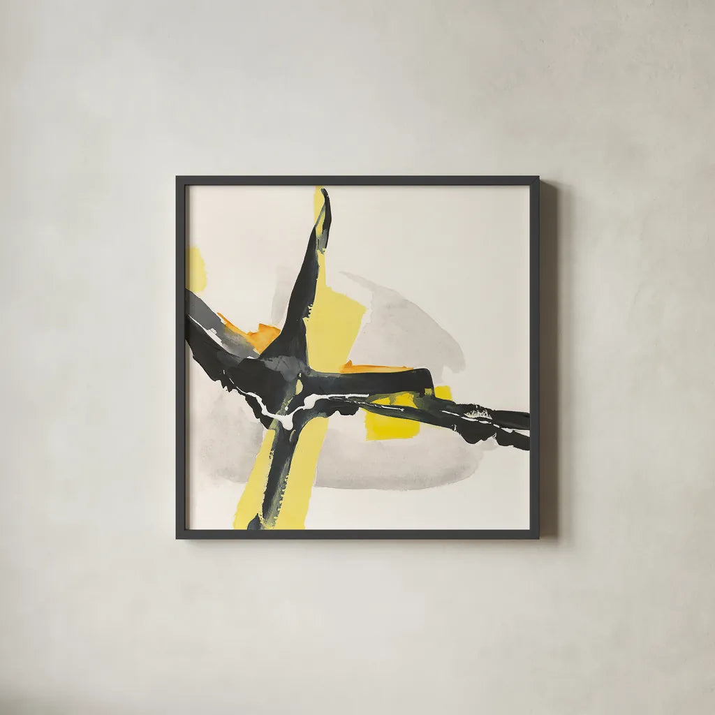 Creamy Yellow I by Chris Paschke. Shown in a sleek black glass frame for a contemporary gallery look. Available as an archival giclee rolled canvas, fine art paper, or poster print. SKU 26812a.