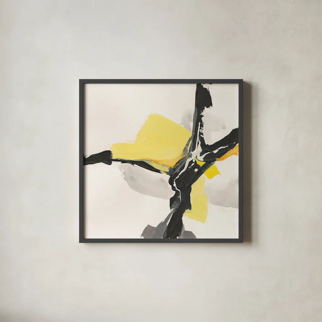 Creamy Yellow III by Chris Paschke. Shown in a sleek black glass frame for a contemporary gallery look. Available as an archival giclee rolled canvas, fine art paper, or poster print. SKU 26814a.