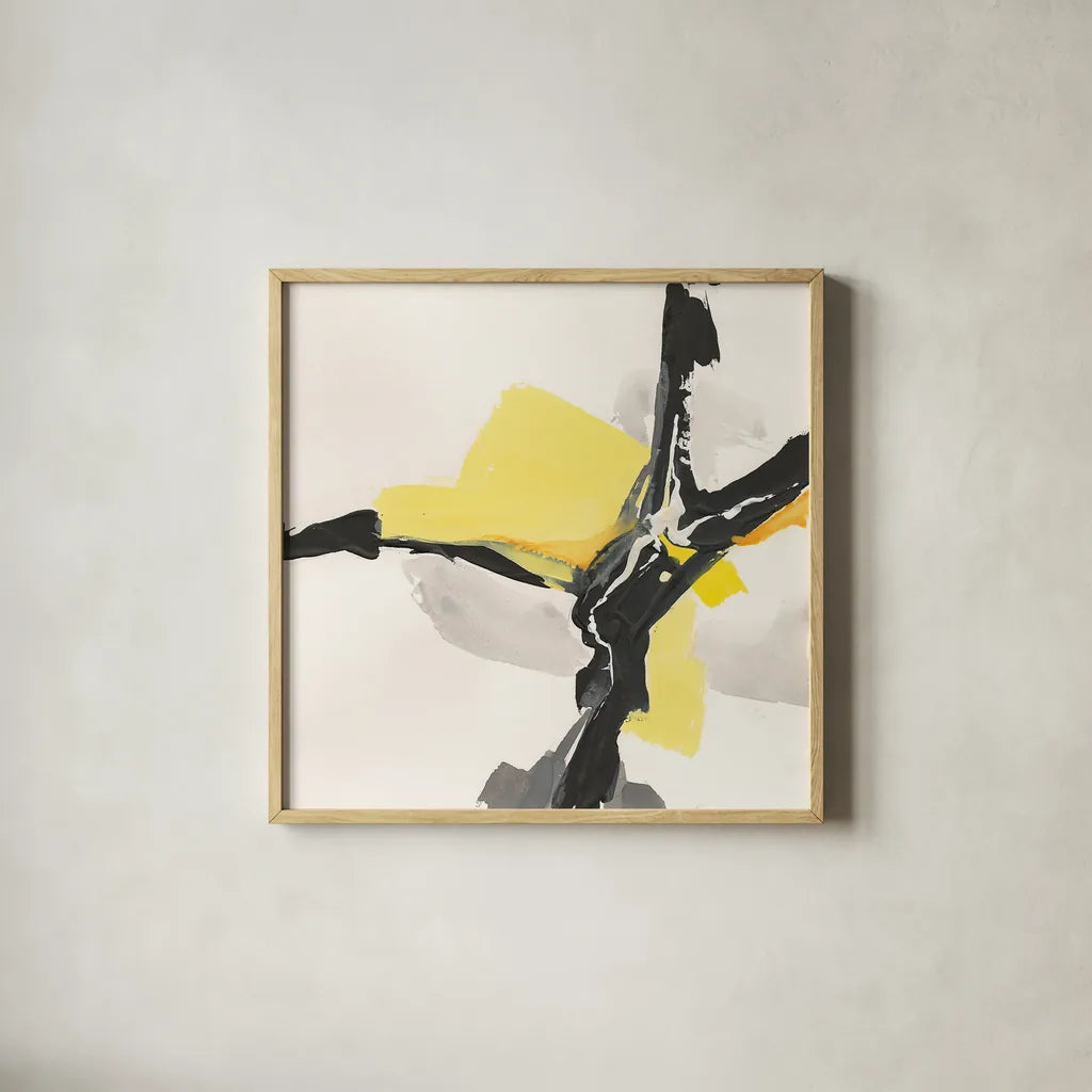 Creamy Yellow III by Chris Paschke. Shown in a natural wood glass frame for a timeless modern aesthetic. Available as an archival giclee rolled canvas, fine art paper, or poster print. SKU 26814a.