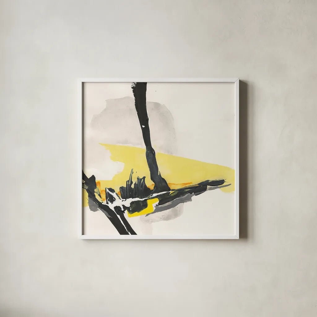 Creamy Yellow IV by Chris Paschke. Shown in a crisp white glass frame for a clean and minimalist style. Available as an archival giclee rolled canvas, fine art paper, or poster print. SKU 26815a.