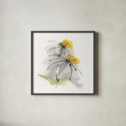 Crosby Cone Flower I by Chris Paschke. Shown in a sleek black glass frame for a contemporary gallery look. Available as an archival giclee rolled canvas, fine art paper, or poster print. SKU 88086a.
