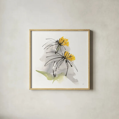 Crosby Cone Flower I by Chris Paschke. Shown in a natural wood glass frame for a timeless modern aesthetic. Available as an archival giclee rolled canvas, fine art paper, or poster print. SKU 88086a.