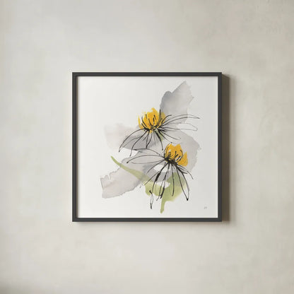Crosby Cone Flower IV by Chris Paschke. Shown in a sleek black glass frame for a contemporary gallery look. Available as an archival giclee rolled canvas, fine art paper, or poster print. SKU 88089a.