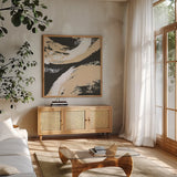 Crosby I by Chris Paschke. Shown in a natural wood frame in a cozy modern living room. Available as an archival giclee rolled canvas, fine art paper, or poster print. SKU 83769a.