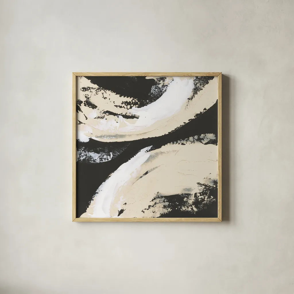 Crosby I Bright Cream by Chris Paschke. Shown in a natural wood glass frame for a timeless modern aesthetic. Available as an archival giclee rolled canvas, fine art paper, or poster print. SKU 84979a.