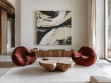 Crosby I Bright Cream by Chris Paschke. Shown as extra-large giant wall art in a modern living room. Available as an archival giclee rolled canvas, fine art paper, or poster print. SKU 84979a.