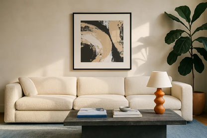 Crosby II by Chris Paschke. Displayed in a glass frame with matte in a clean modern living room. Available as an archival giclee rolled canvas, fine art paper, or poster print. SKU 83770a.