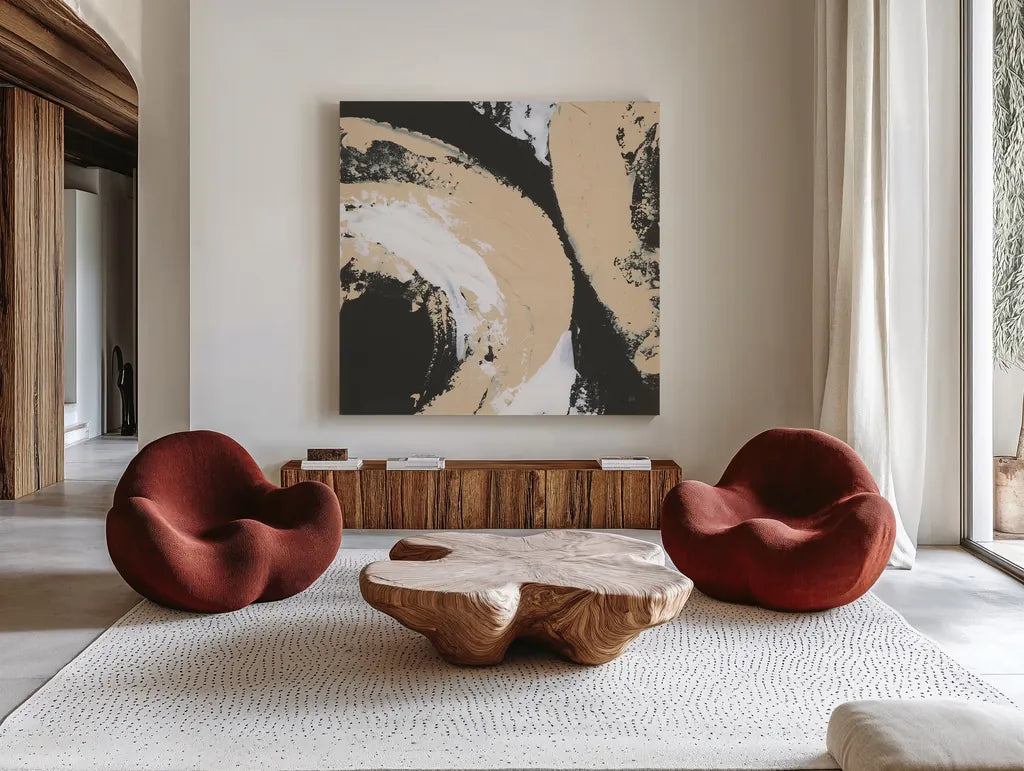 Crosby II by Chris Paschke. Shown as extra-large giant wall art in a modern living room. Available as an archival giclee rolled canvas, fine art paper, or poster print. SKU 83770a.