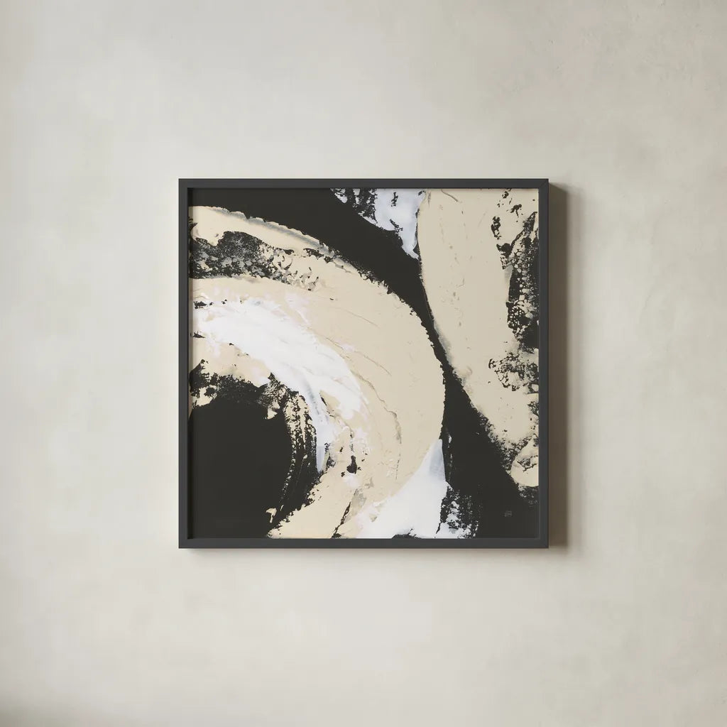 Crosby II Bright Cream by Chris Paschke. Shown in a sleek black glass frame for a contemporary gallery look. Available as an archival giclee rolled canvas, fine art paper, or poster print. SKU 84980a.