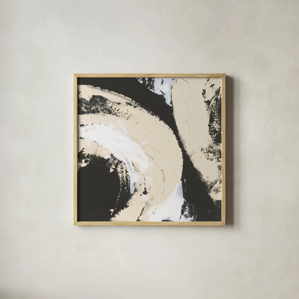 Crosby II Bright Cream by Chris Paschke. Shown in a natural wood glass frame for a timeless modern aesthetic. Available as an archival giclee rolled canvas, fine art paper, or poster print. SKU 84980a.