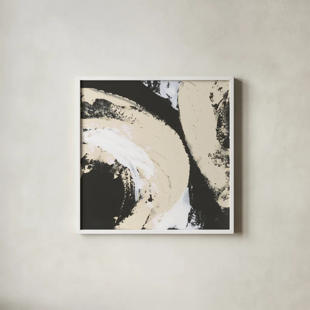 Crosby II Bright Cream by Chris Paschke. Shown in a crisp white glass frame for a clean and minimalist style. Available as an archival giclee rolled canvas, fine art paper, or poster print. SKU 84980a.